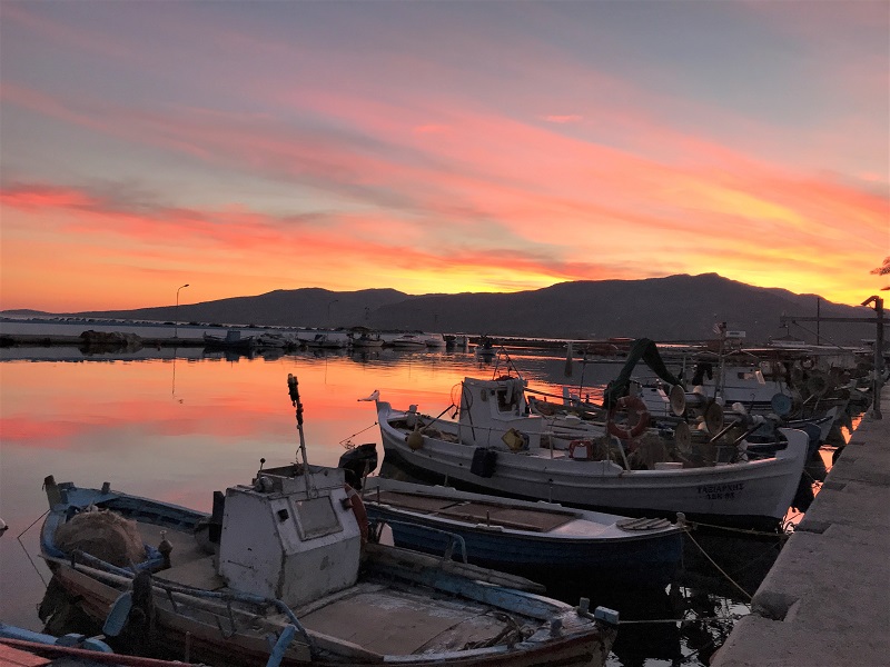 Skala Kalloni sunset, Lesvos, Greece. Photo © Gina Nichol